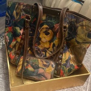 PATRICIA NASH Floral Multicolor Tote Bag and matching wallet